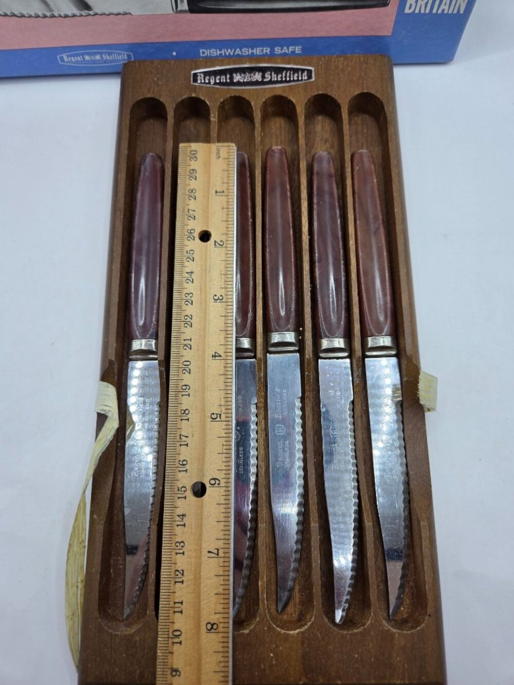 Vtg Regent Sheffield Stainless Steel Steak Knives Set Of 6 Box Made In England - Picture 12 of 12